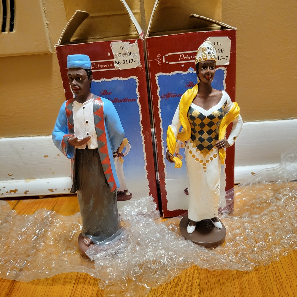 The African American Collection Set Of Couple Figures, Polyresin New